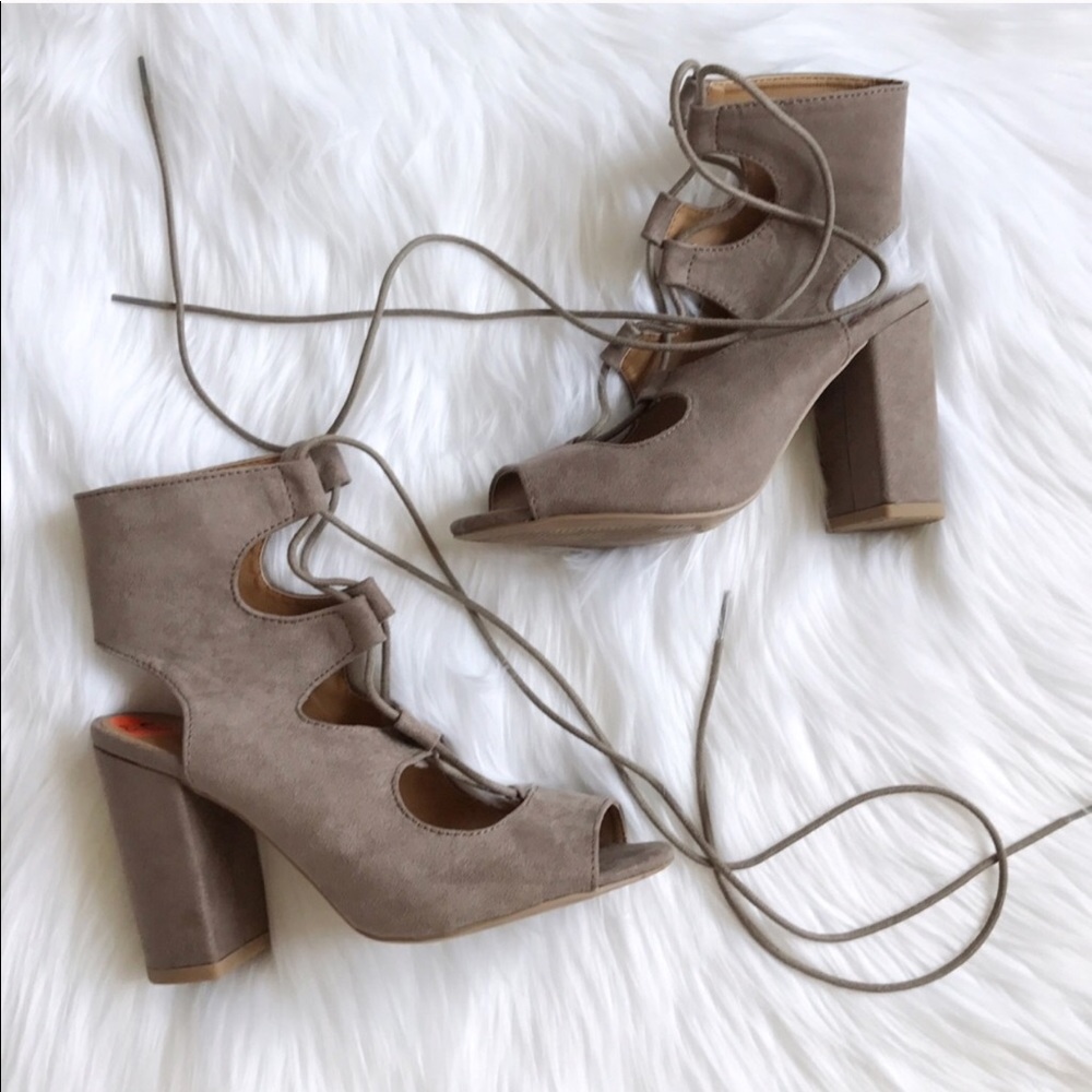 Chunky lace up heels